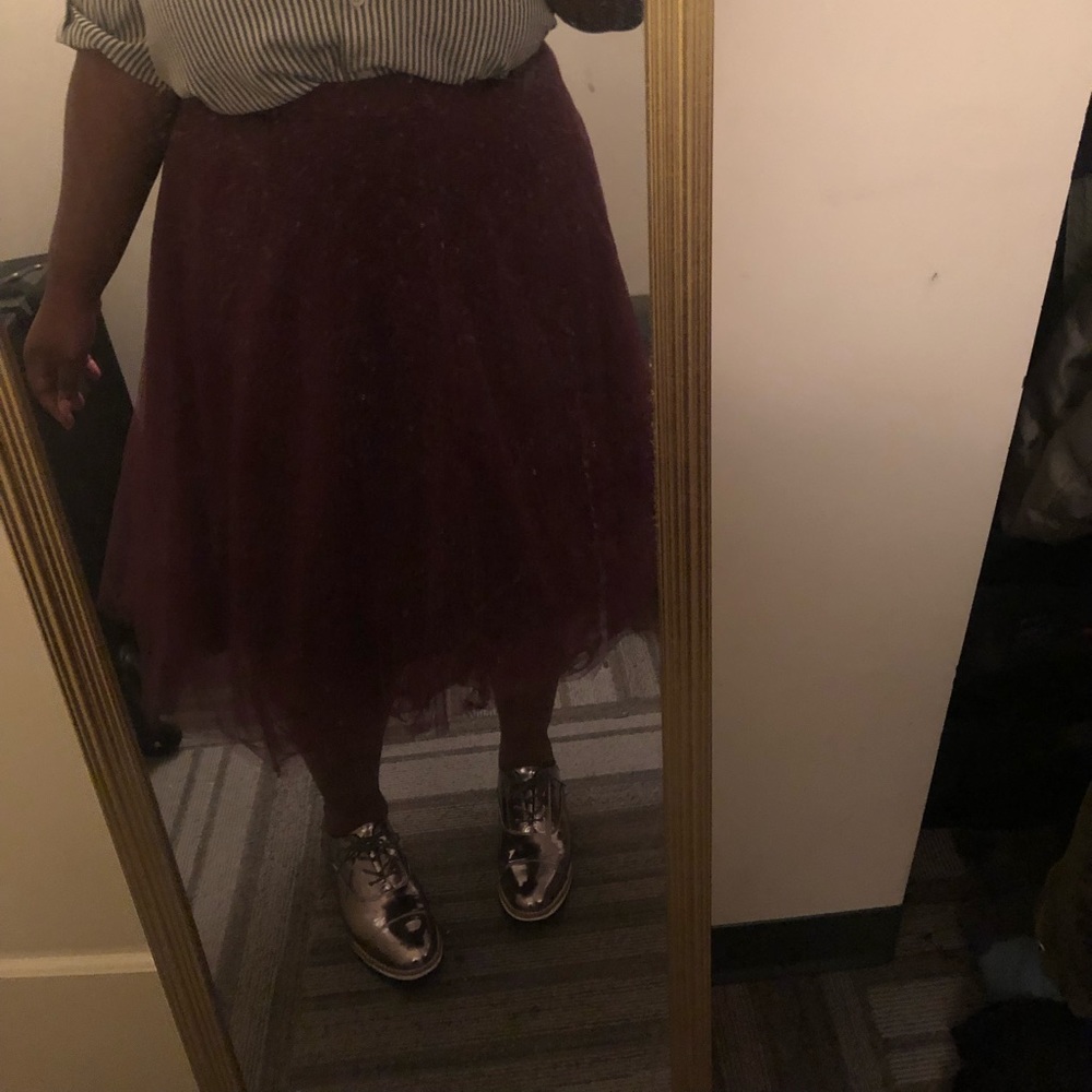 Burgundy Lace & Tulle Skirt